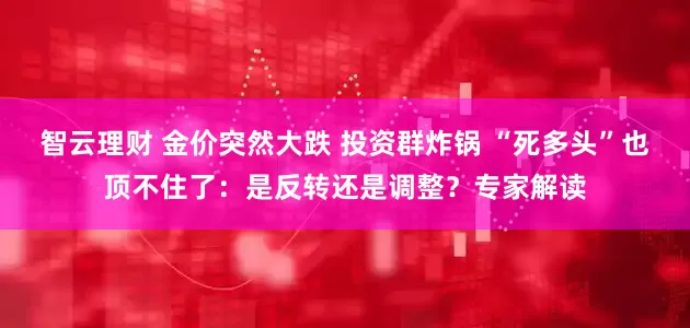 智云理财 金价突然大跌 投资群炸锅 “死多头”也顶不住了：是反转还是调整？专家解读